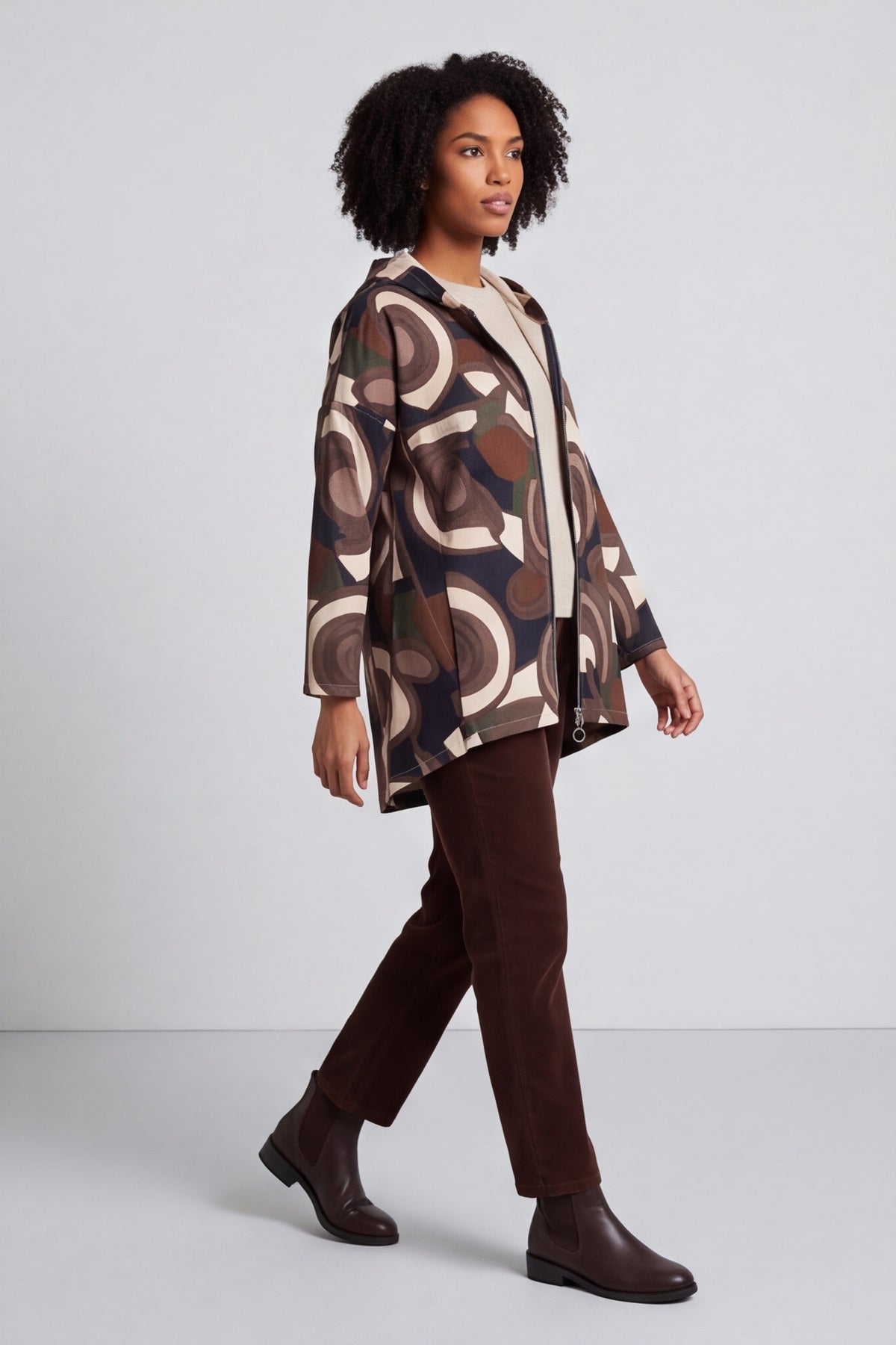 Cynthia Print Zip Hooded Jacket Black – image 4 of 6