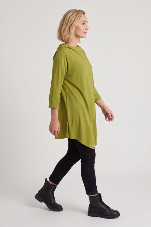 Nelle Cowl Cotton Top Olive – image 4 of 6