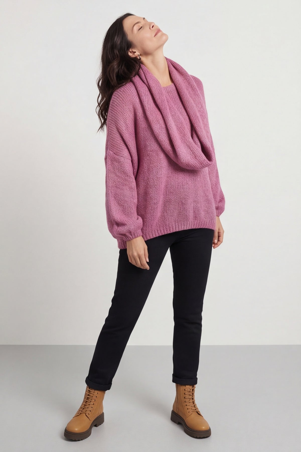 Baylin Scarf Knitted Jumper Pink – image 4 of 6