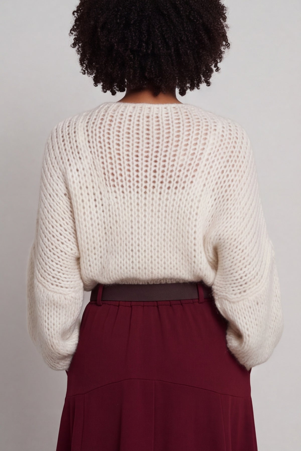 Georgetta Belted Cotton Skirt Wine – image 4 of 6