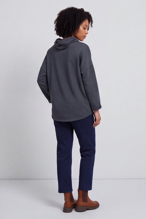 Lydia Cowl Print Cotton Top Charcoal – image 4 of 6