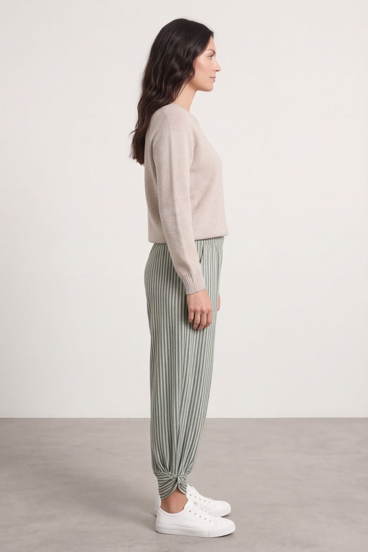 Jacinda Stripe Cotton Trousers Khaki – image 4 of 6