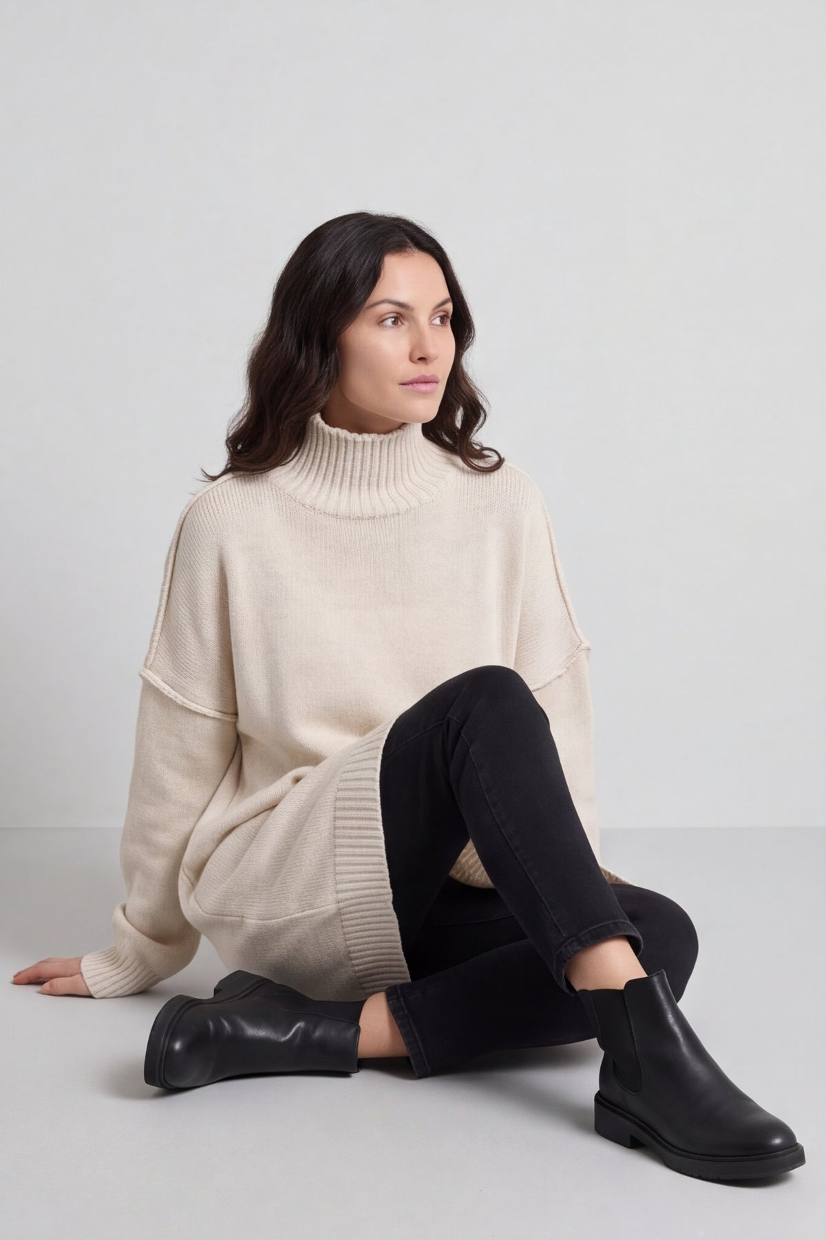 Bridie Polo Neck Knitted Tunic Stone – image 4 of 6