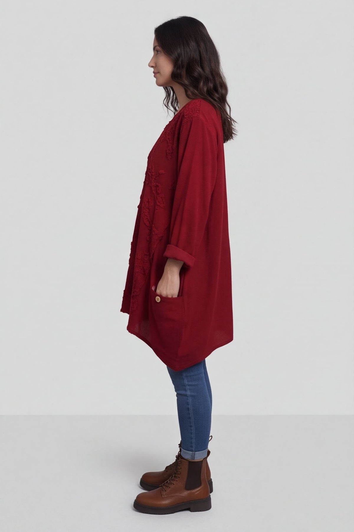 Rita Cord Detail Tunic Red – image 4 of 5