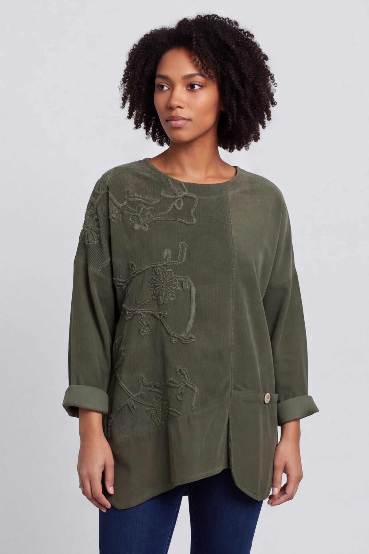 Jessa Needlecord Top Khaki – image 4 of 6