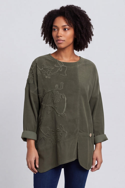 Jessa Needlecord Top Khaki – image 4 of 6