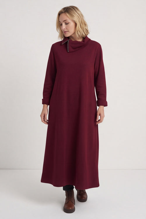 Wanda Zip Polo Cotton Dress Wine – image 4 of 6