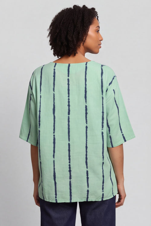 Kalia Stripe Linen Top Green – image 2 of 4
