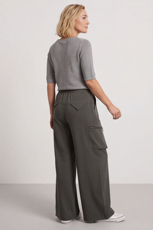 Opaline Zip Pocket Cotton Trousers Khaki – image 4 of 5