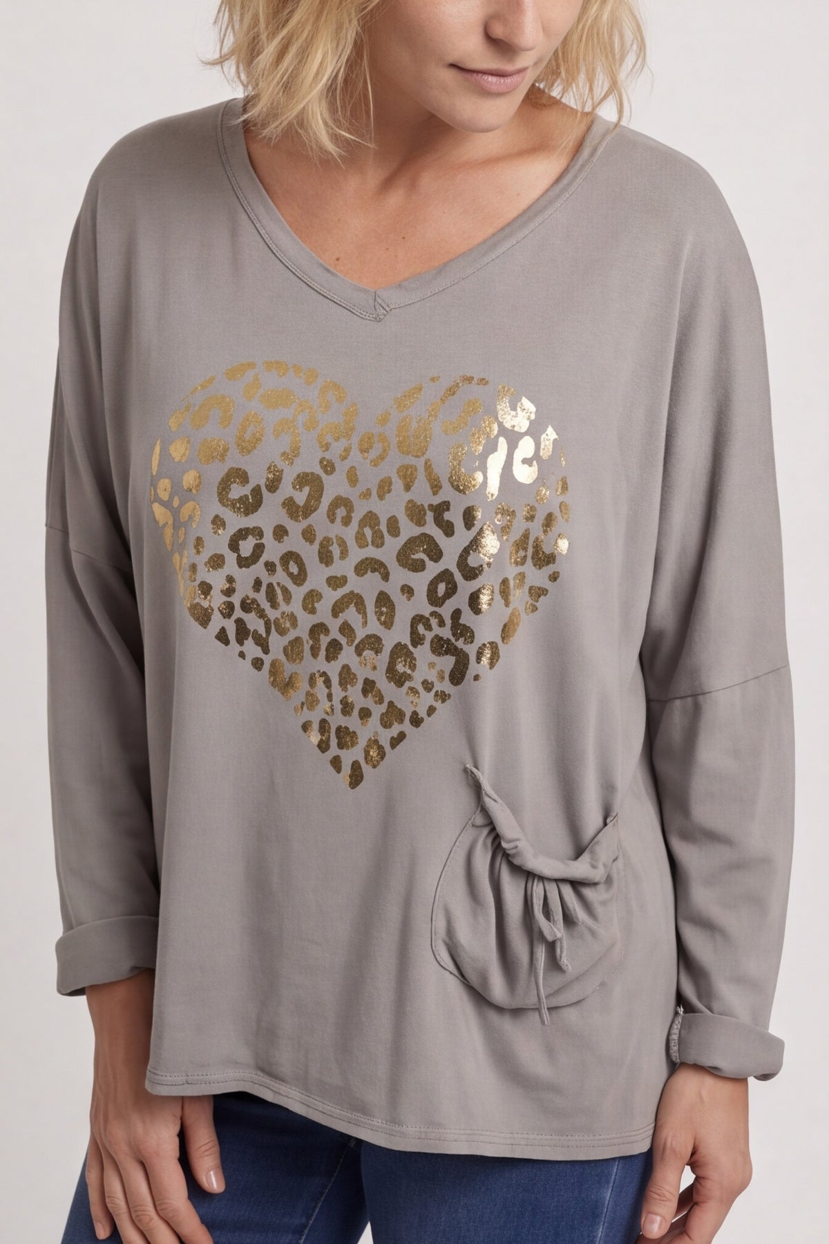 Cherie Heart Cotton Top Mocha – image 3 of 4