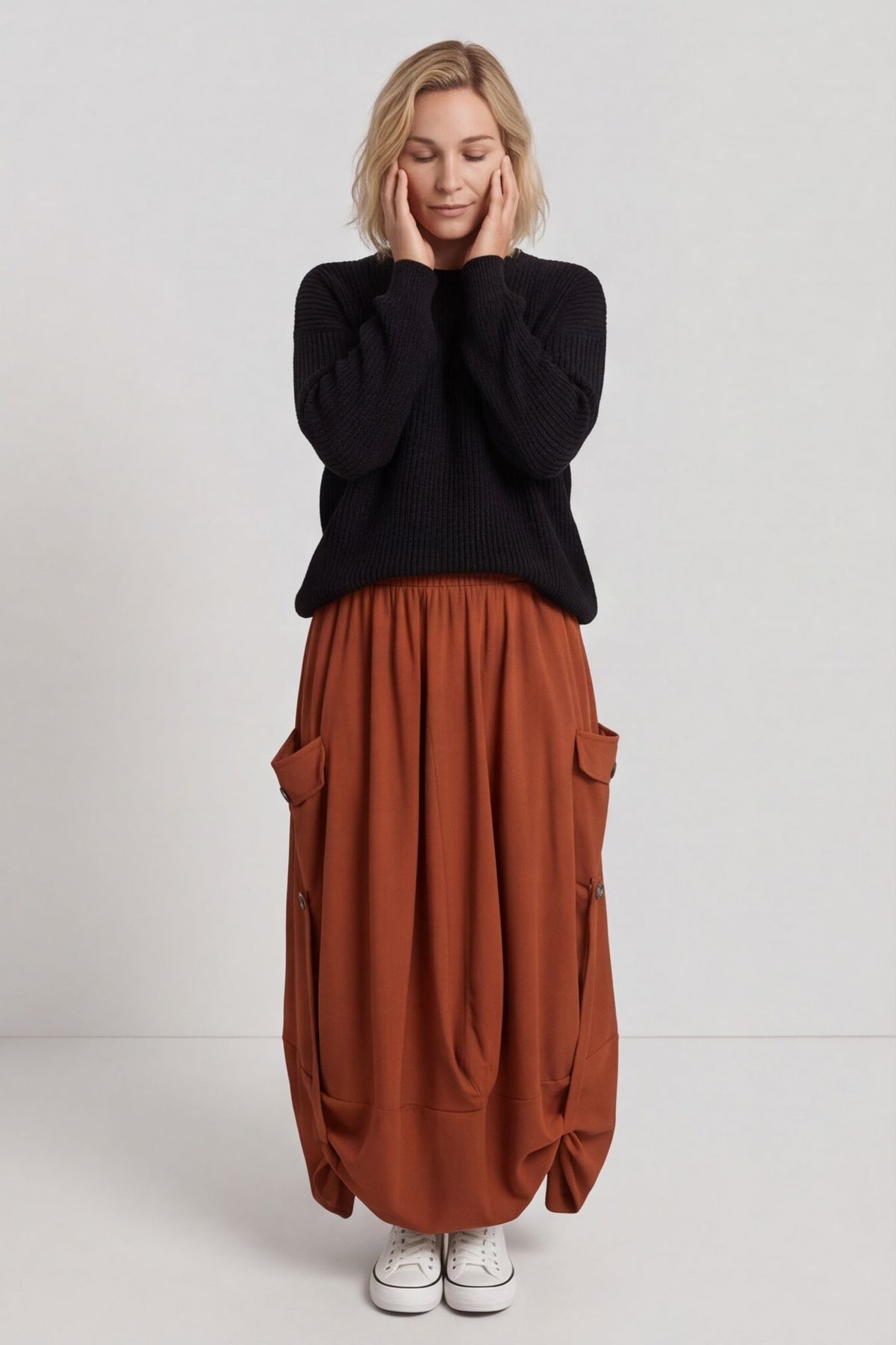 Lavone Cotton Skirt Burnt Orange – image 4 of 6