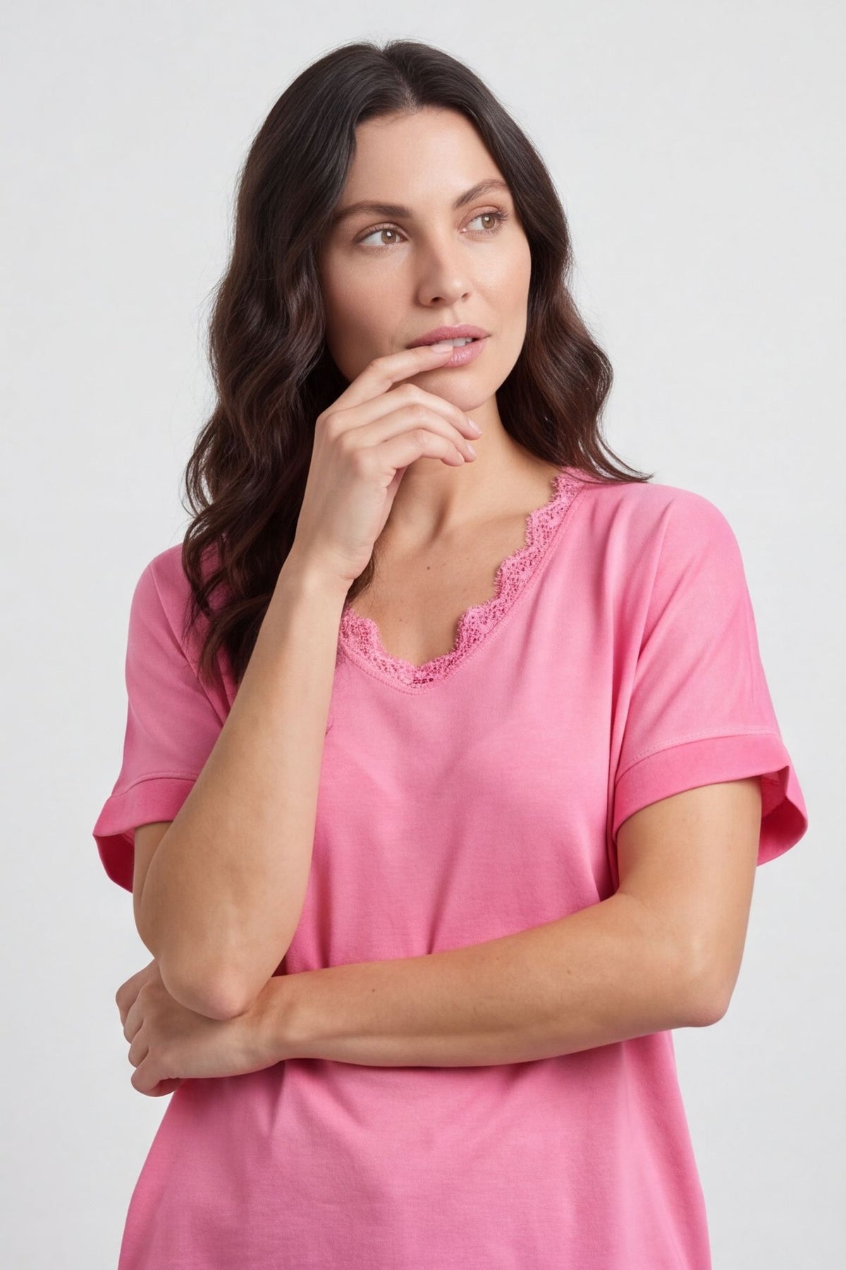 Robyn V-Neck Top Fuchsia – image 3 of 4