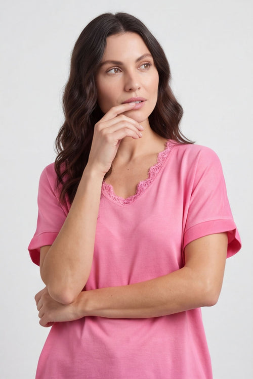 Robyn V-Neck Top Fuchsia – image 3 of 4