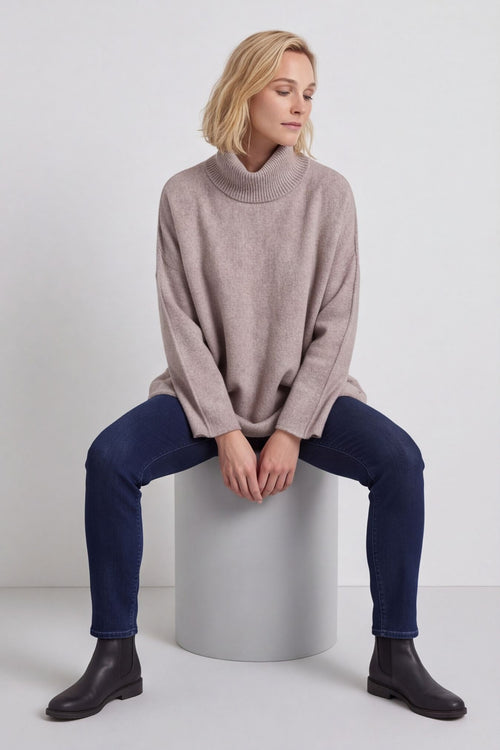Jude Polo Neck Knitted Jumper Mocha – image 4 of 5