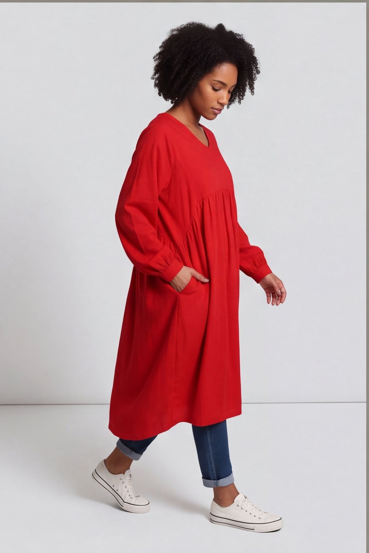 Eliza Cotton Dress Red – image 4 of 6