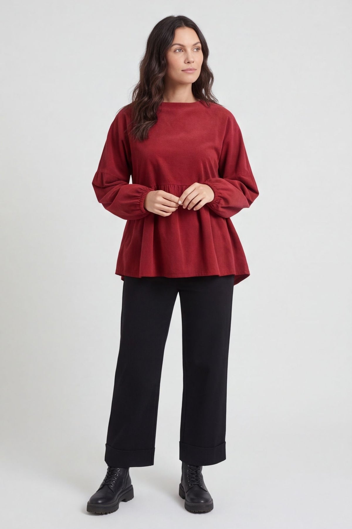 Geraldine Needlecord Top Wine – image 4 of 6