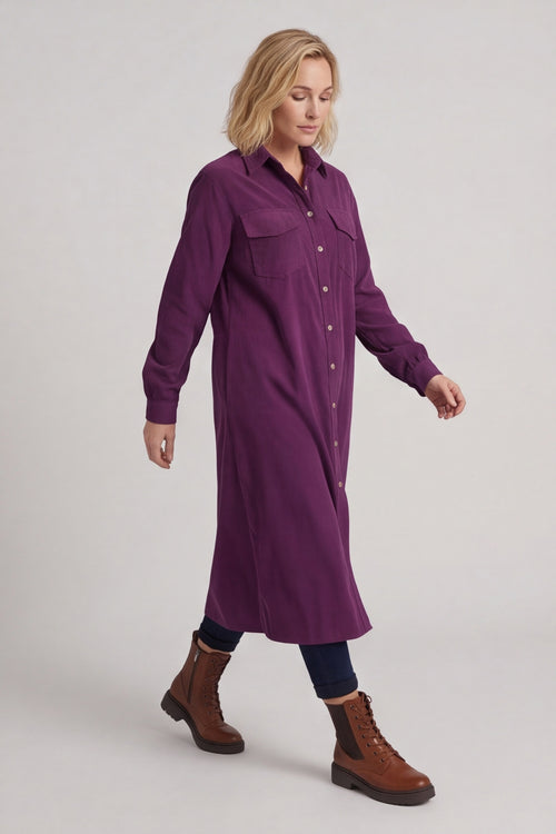 Dezi Needlecord Shirt Dress Purple – image 4 of 6