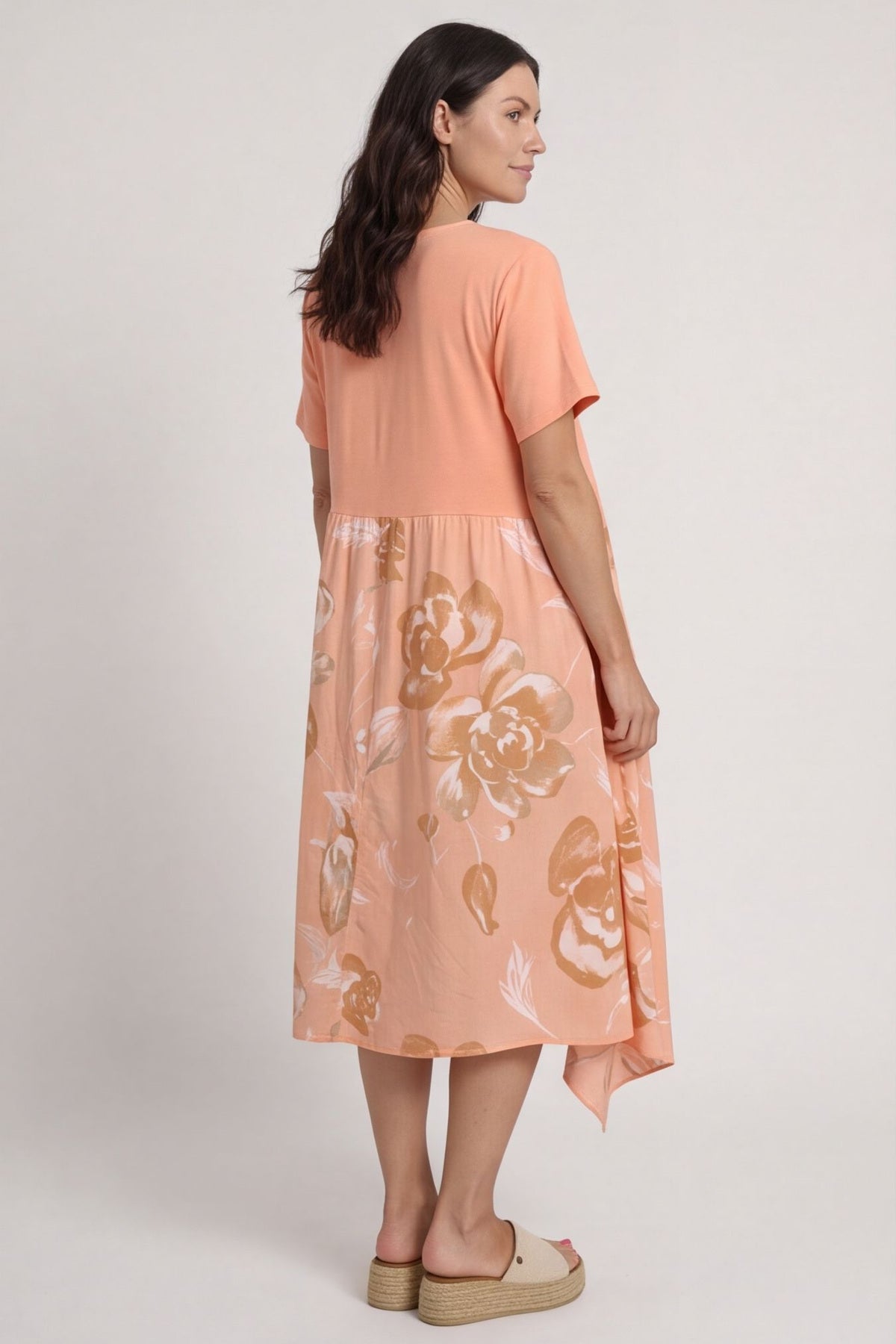 Tullia Botanical Print Cotton Dress Orange
