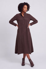 Ruby Needlecord Button Cocoa Dress Cocoa - Ruby Needlecord Button Cocoa Dress