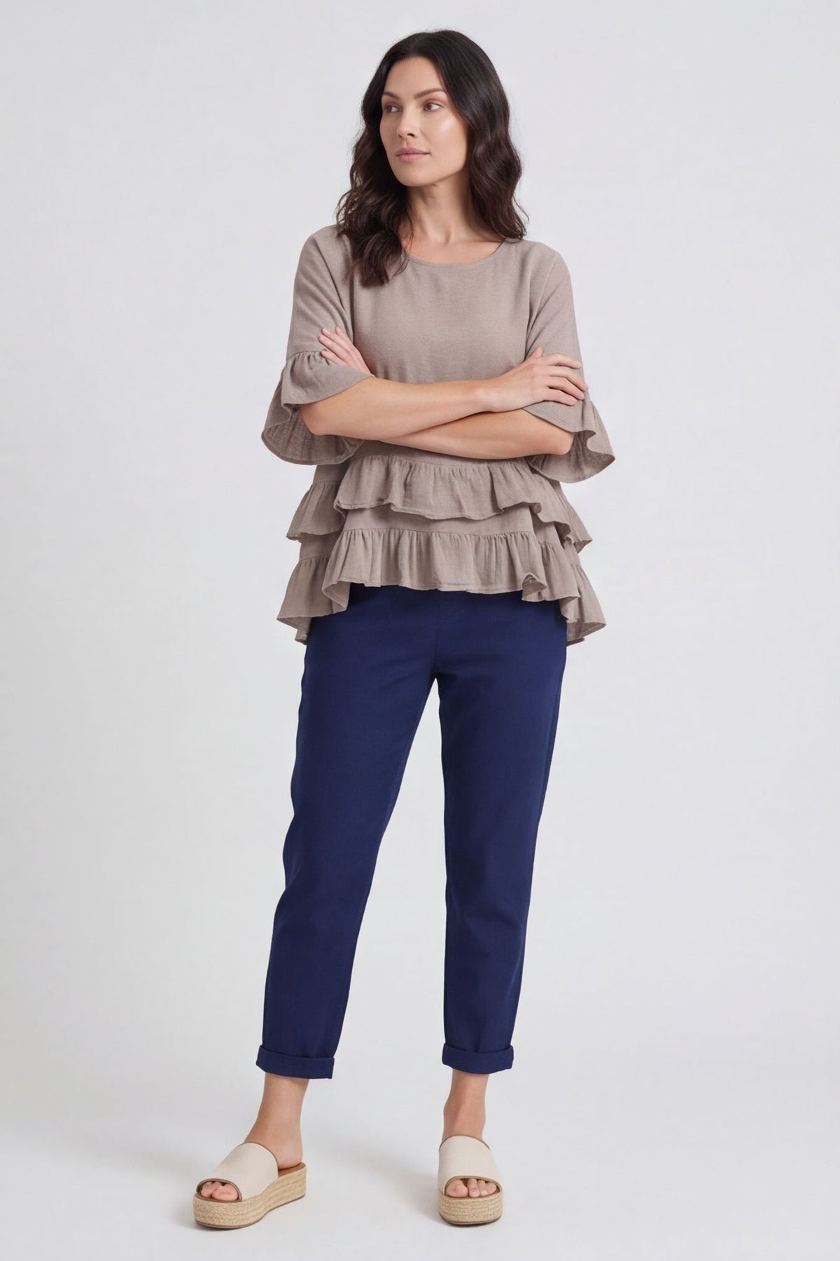 Allena Frill Top Mocha – image 4 of 6