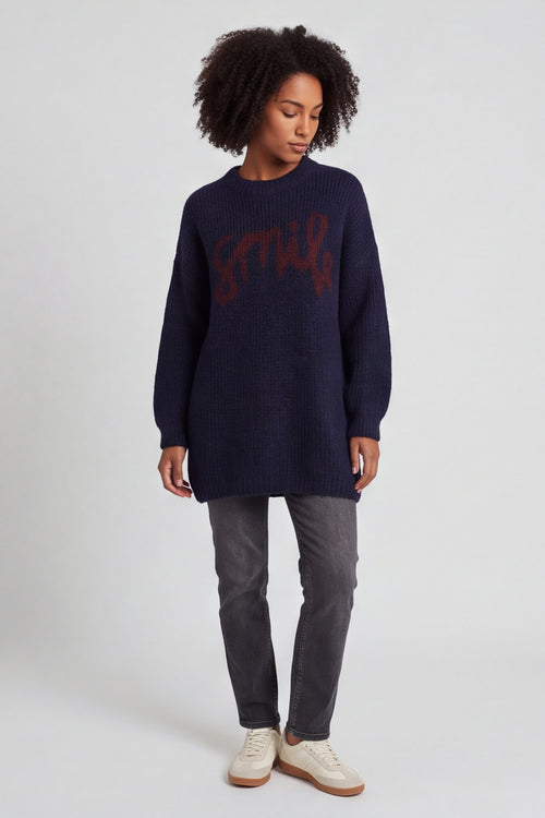 Smile Knitted Jumper Navy – image 4 of 5