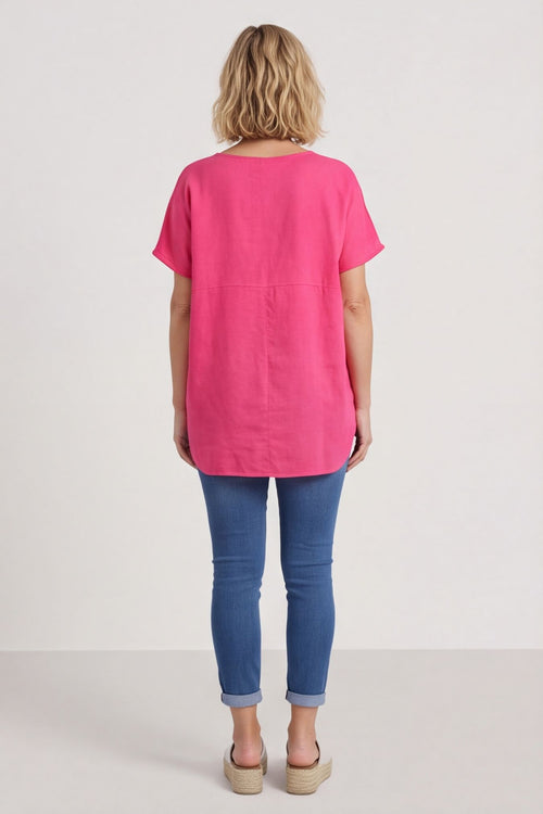 Folkestone Pocket Linen Top Fuchsia – image 4 of 6