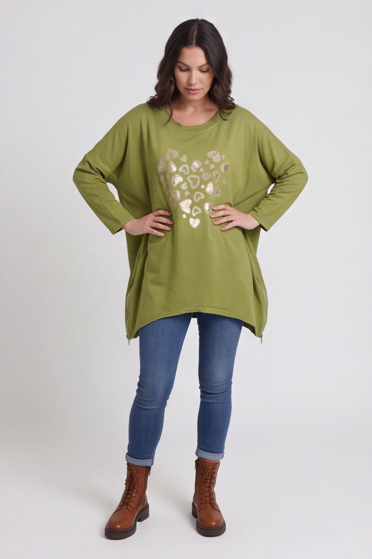 Evette Heart Cotton Top Green – image 4 of 6