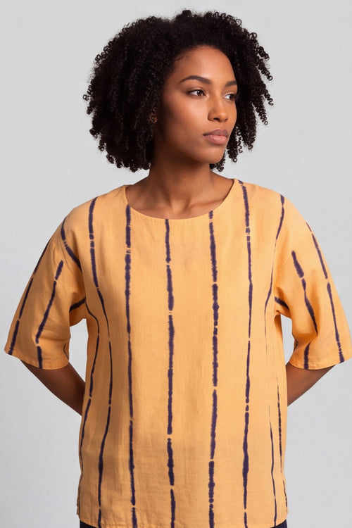 Kalia Stripe Linen Top Orange – image 2 of 4