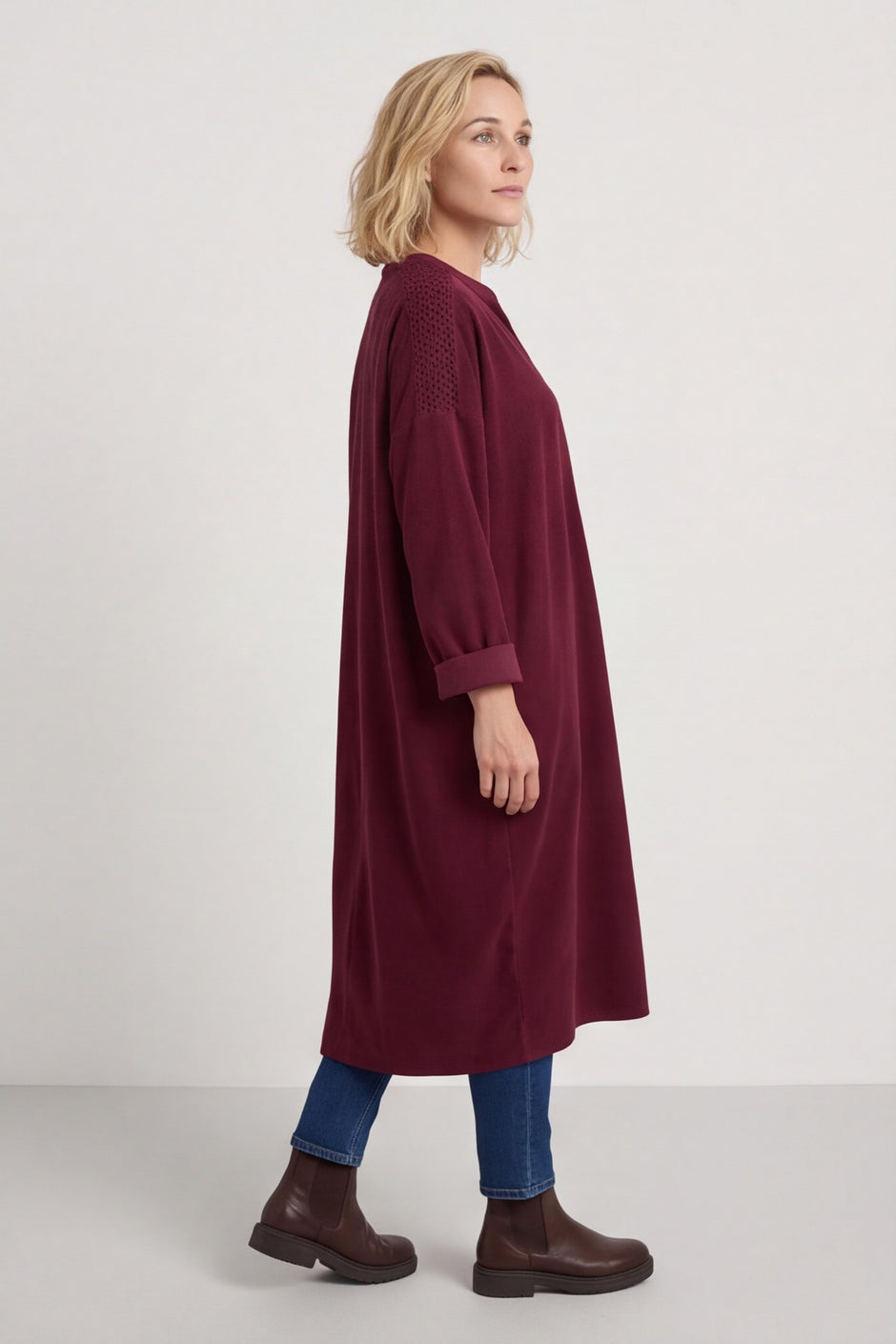 Terrie Needlecord Dress Wine
