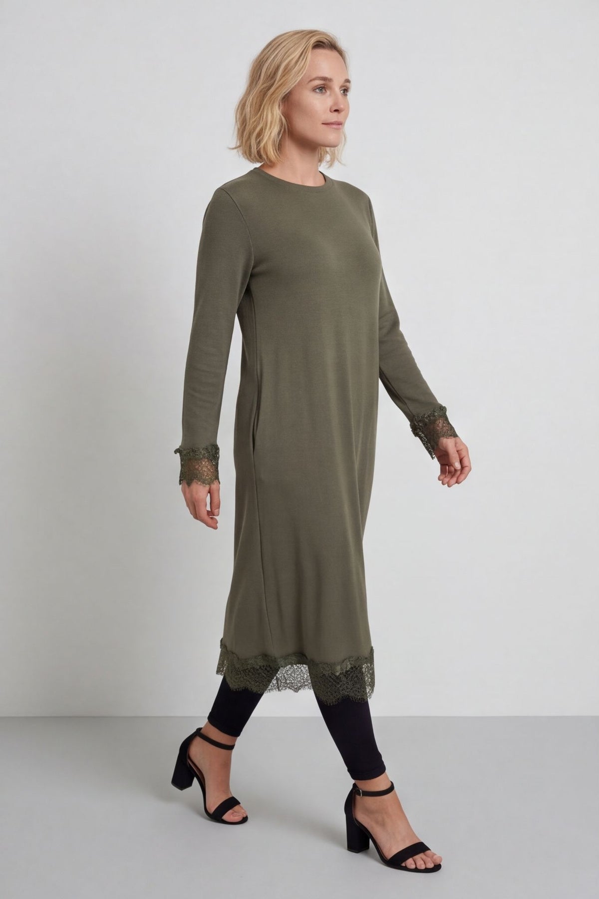 Merinda Lace Detail Dress Khaki – image 4 of 6