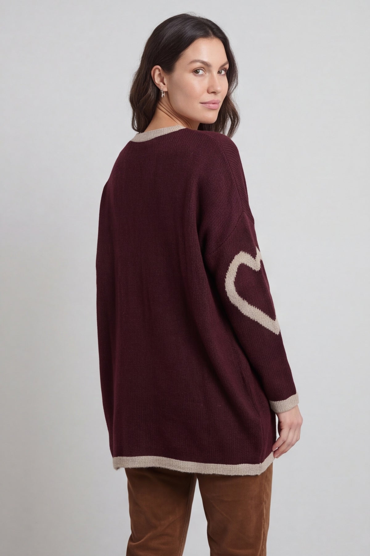 Milena Heart Knitted Jumper Wine – image 4 of 6