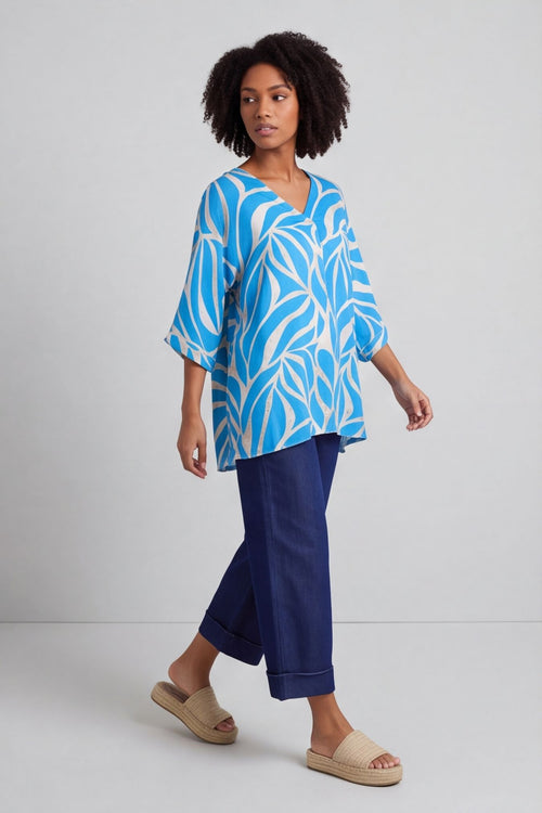 Morgan Print V-Neck Top Blue – image 4 of 6