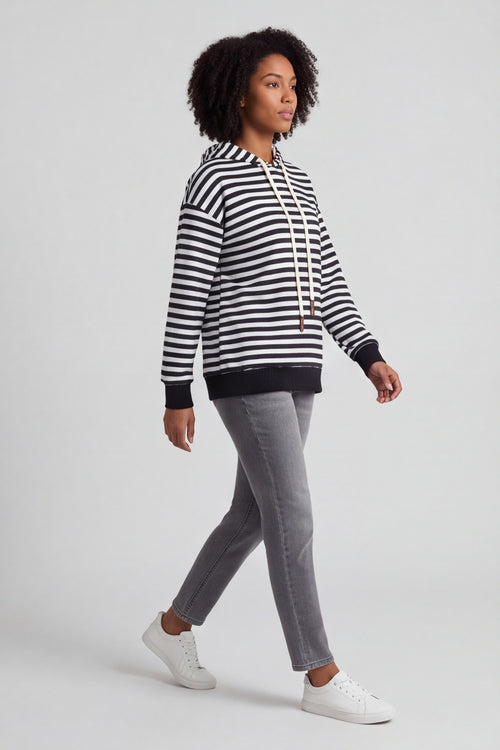 Selena Stripe Hooded Top Black – image 4 of 6
