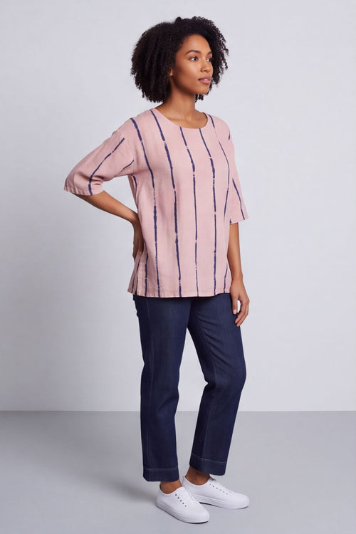 Kalia Stripe Linen Top Pink – image 4 of 6