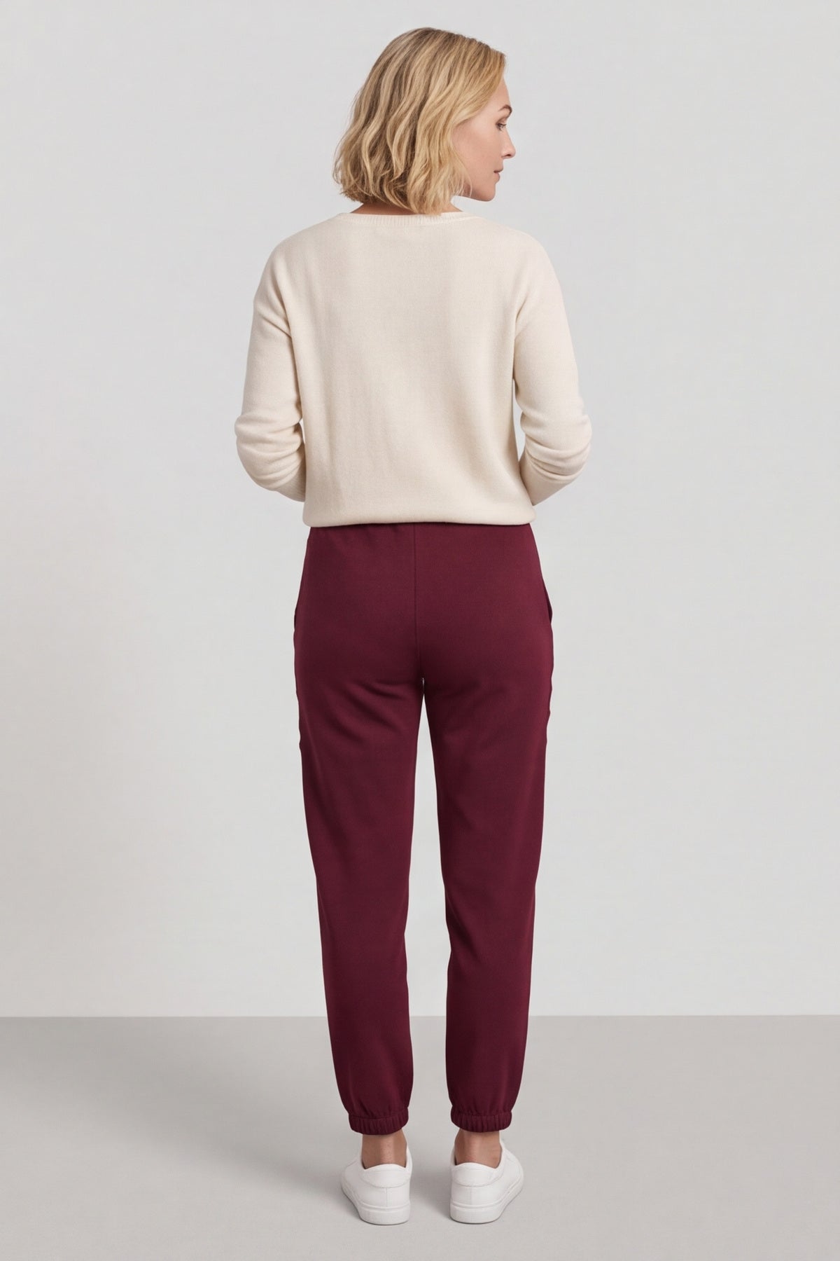 Lina Cord Detail Cotton Joggers Burgundy – image 4 of 6