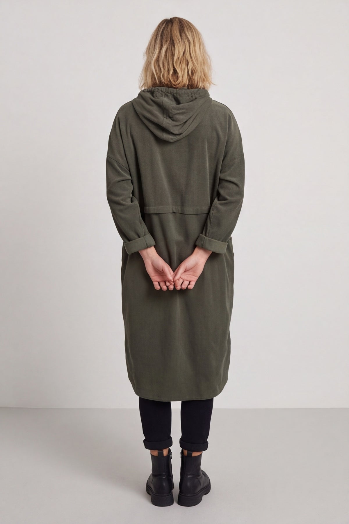 Devyn Hooded Needlecord Dress Khaki – image 4 of 6