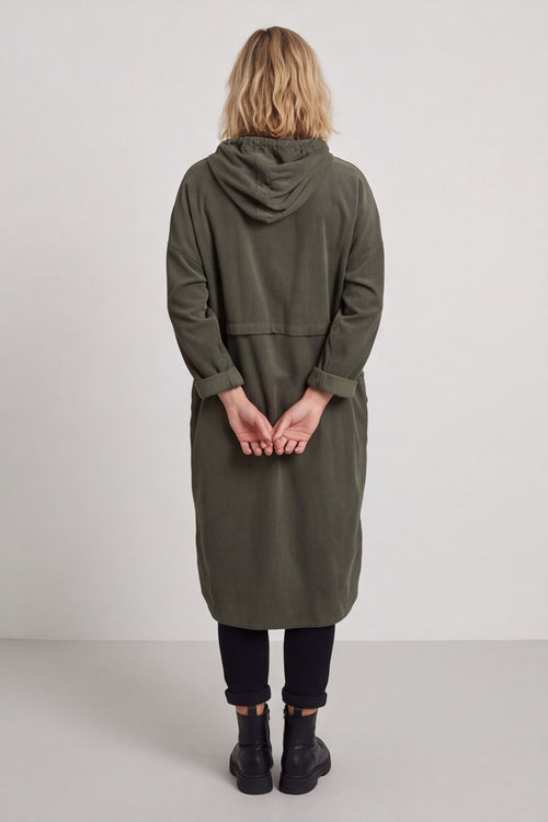 Devyn Hooded Needlecord Dress Khaki – image 4 of 6