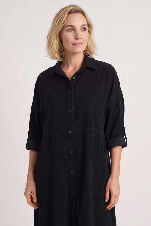 Lecia Needlecord Shirt Dress Black - Image 2