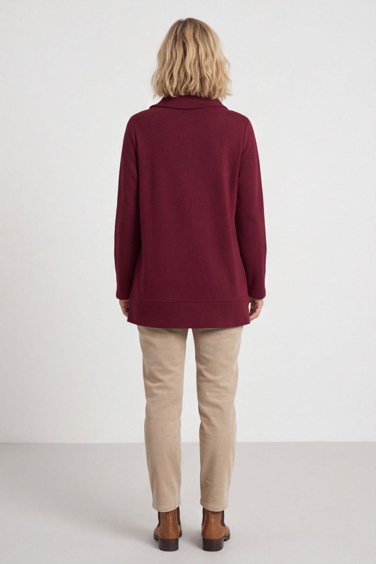 Shaye Zip Detail Cotton Top Wine – image 4 of 5