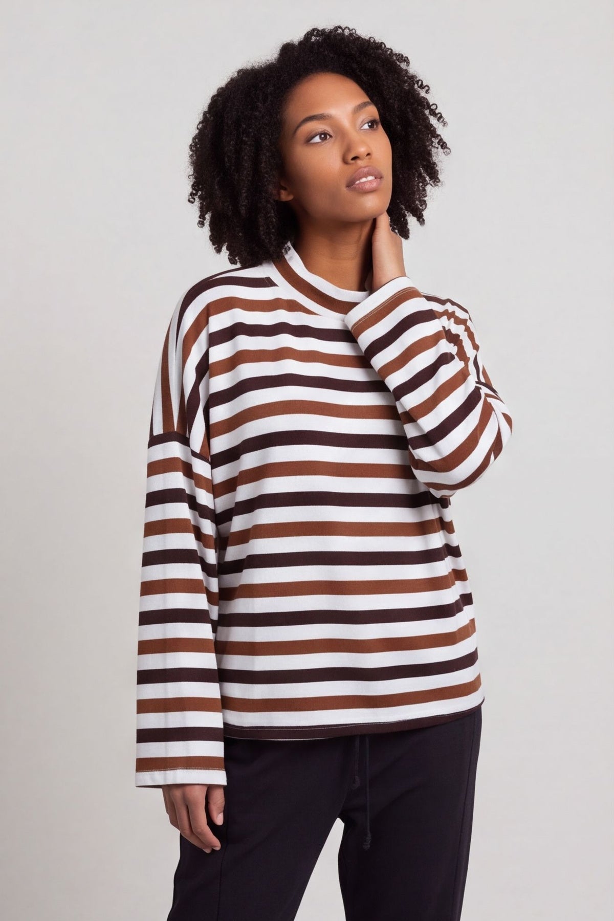 Sylvie Stripe Knit Top Nutmeg – image 4 of 6