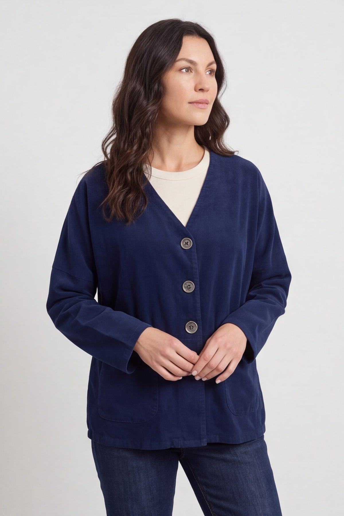 Kristen Needlecord Jacket Navy – image 1 of 3