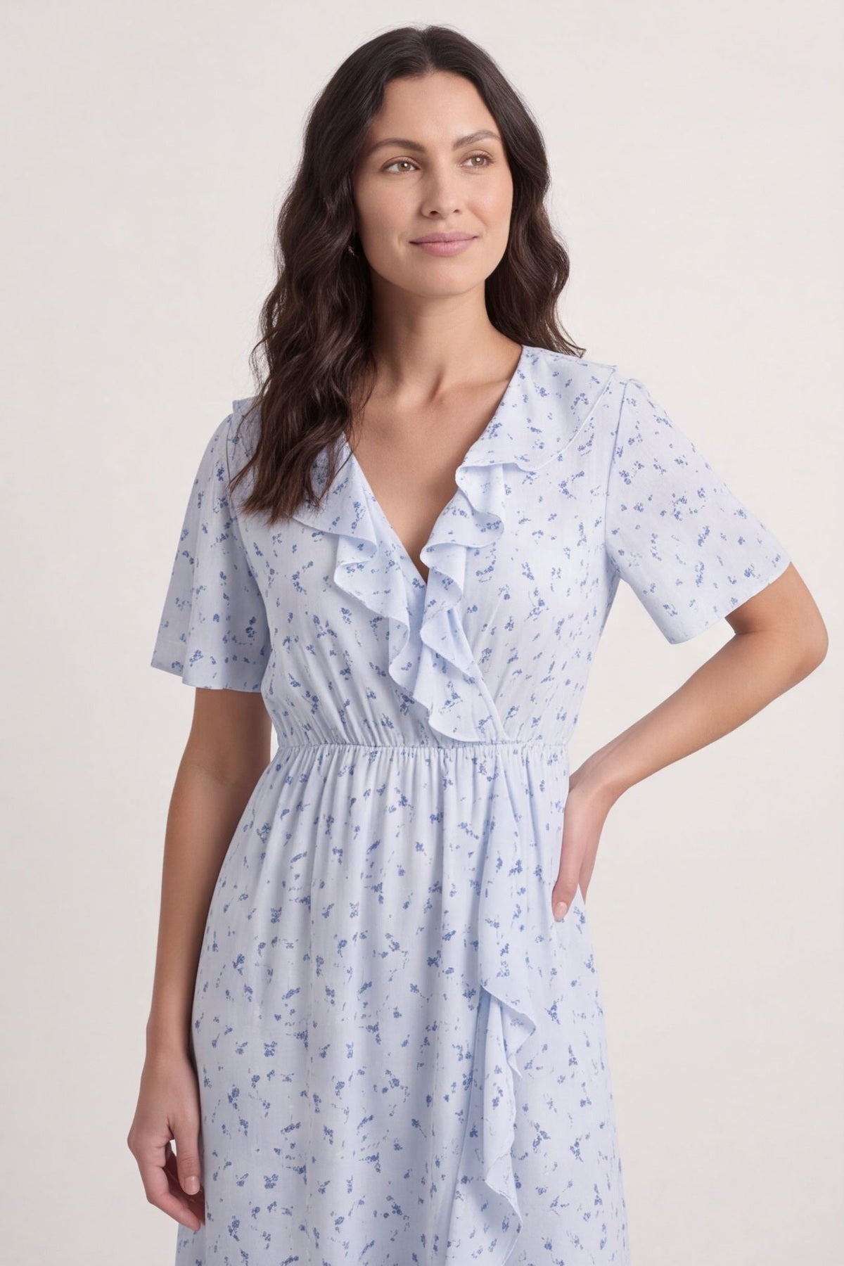 Etienne Floral Wrap Dress Light Blue – image 3 of 5
