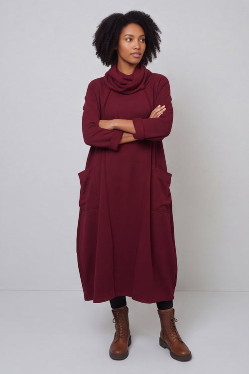 Maris Snood Cotton Dress Wine – image 4 of 4
