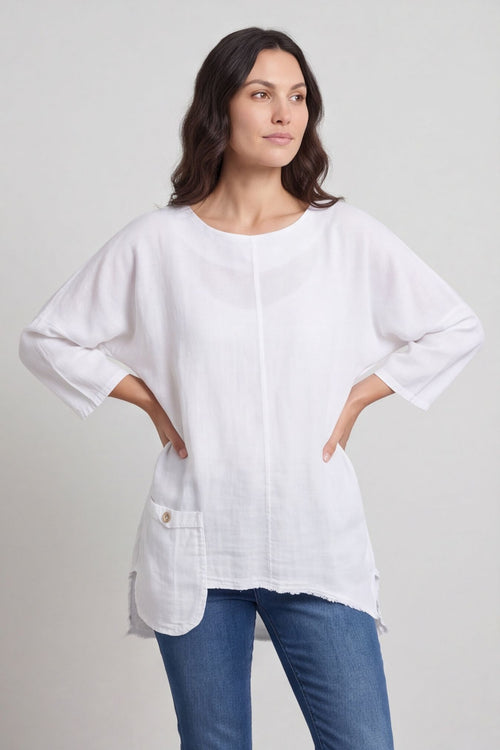 Daisy Linen Top White – image 3 of 5