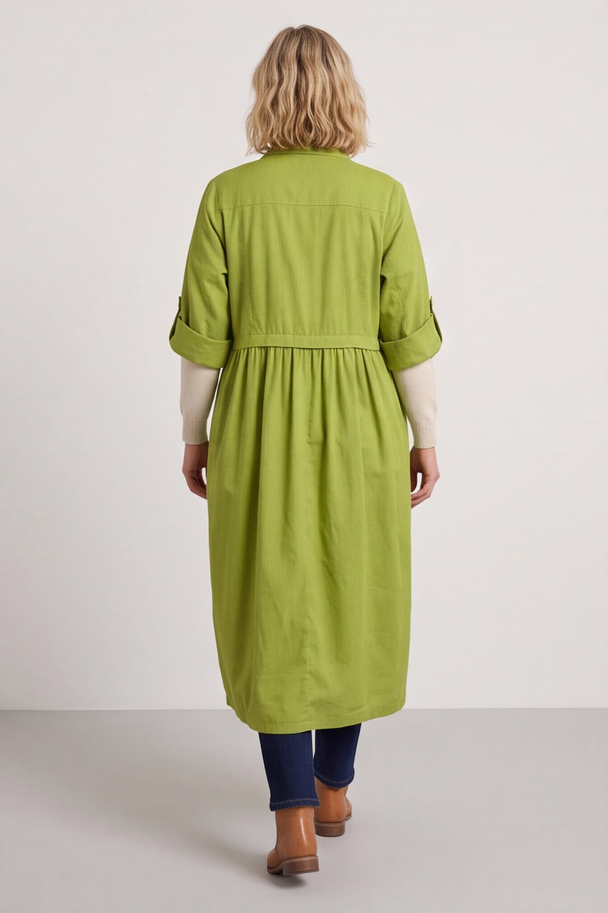 Meryl Long Cotton Jacket Olive – image 2 of 4