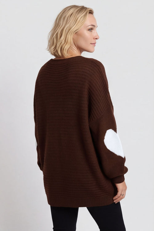 Magdalena Heart Sleeve Knitted Jumper Cocoa – image 4 of 6