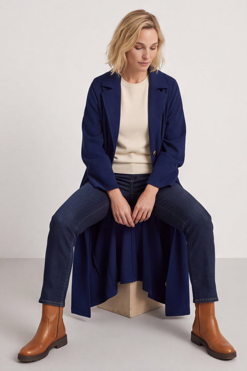 Meryl Long Needlecord Jacket Navy – image 4 of 5