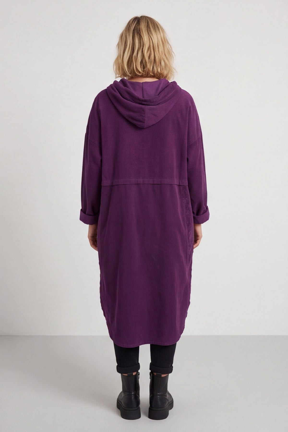 Devyn Hooded Needlecord Dress Purple – image 4 of 6