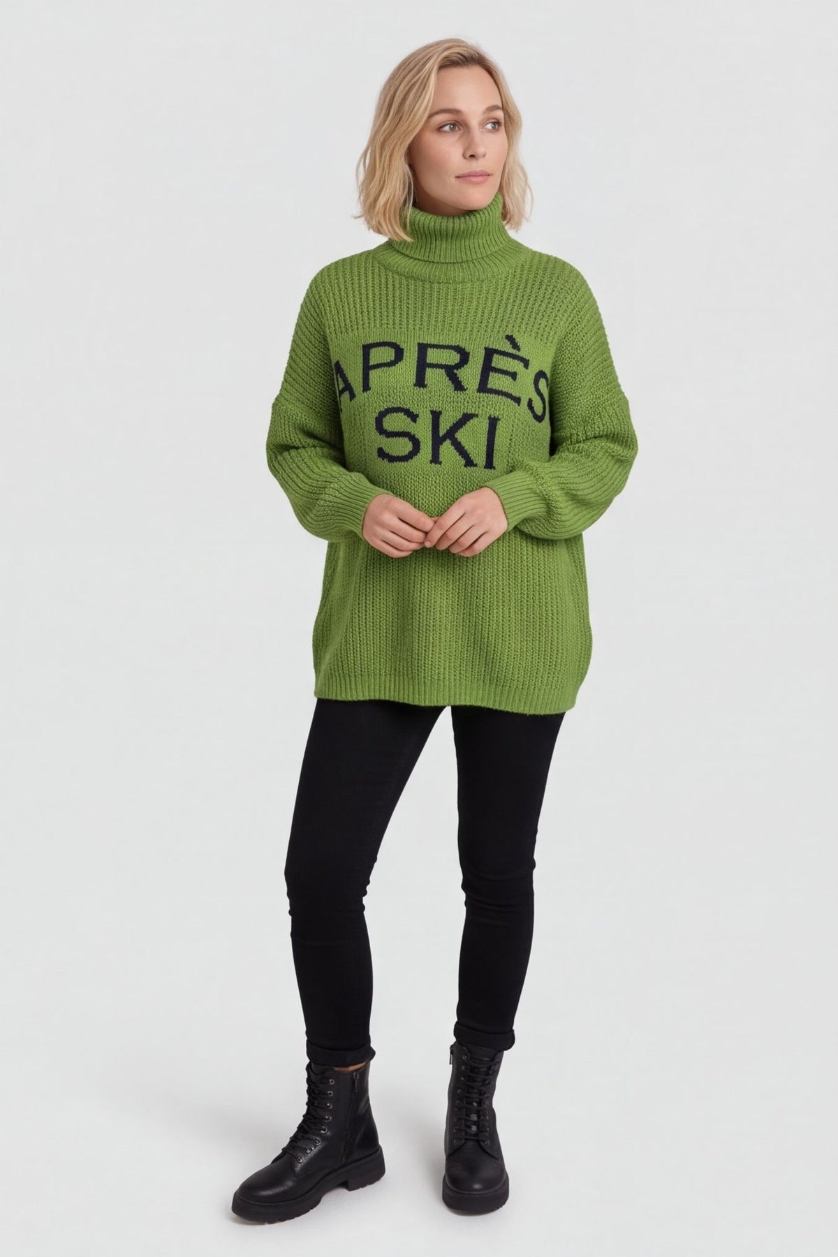 Apres Ski Polo Neck Jumper Olive – image 3 of 5