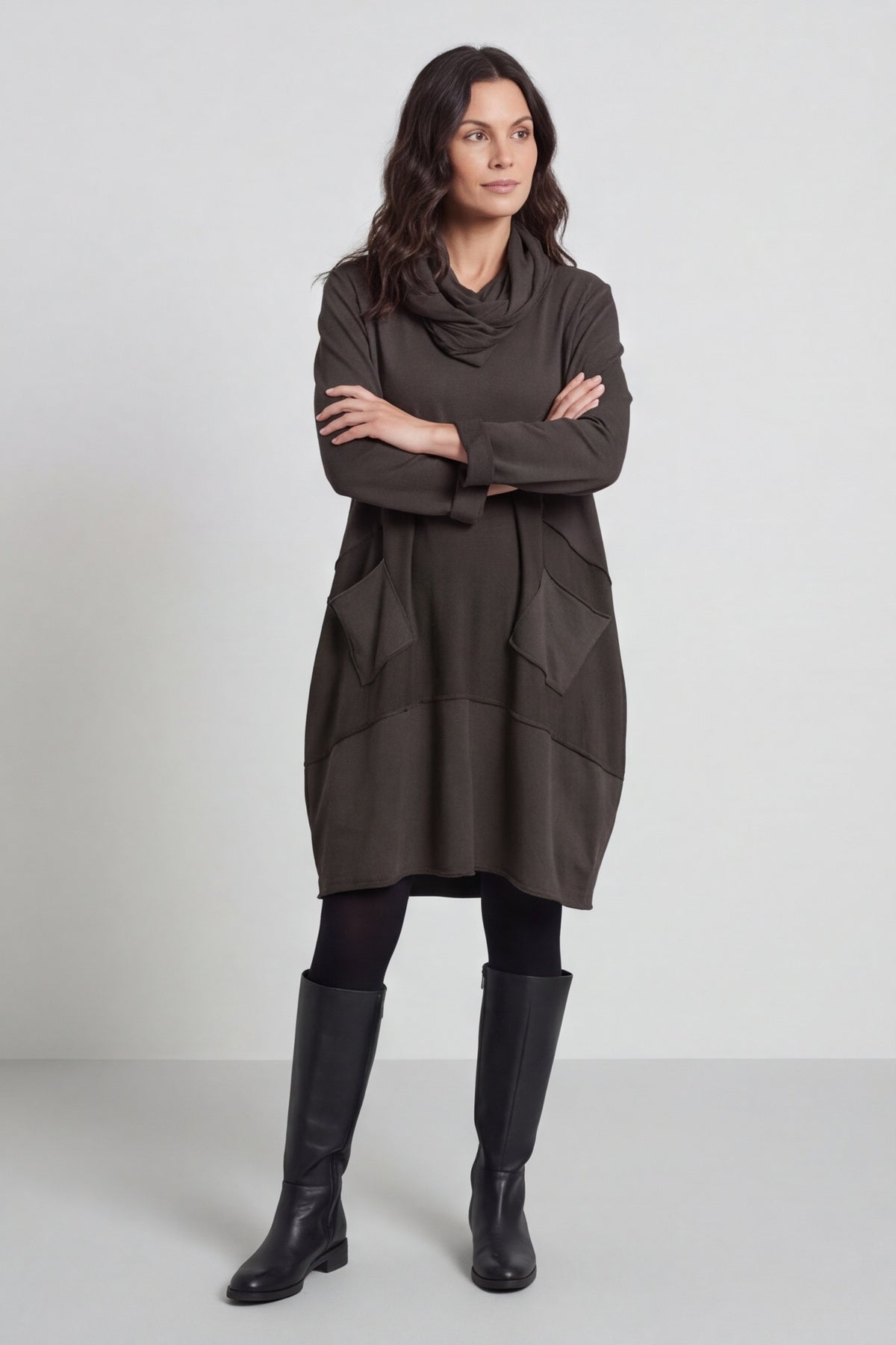 Rizo Snood Cotton Dress Cocoa – image 4 of 6